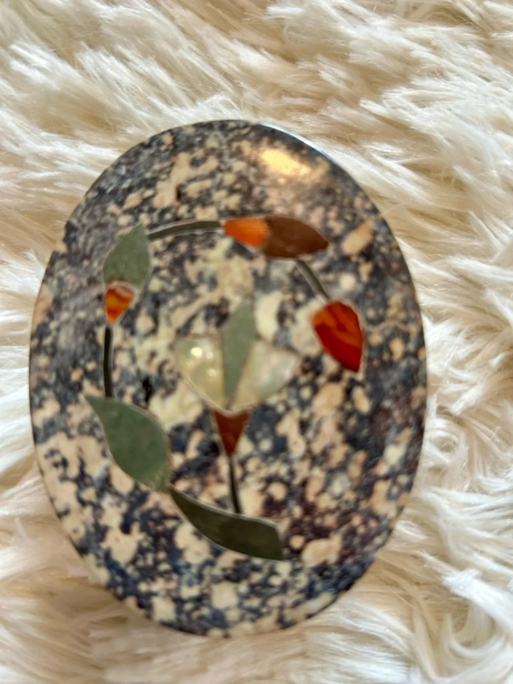 Vintage Soapstone Mother Of Pearl Inlay Jewelry/Trinket Boxes- Pair of 2